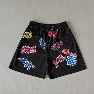 Eric Emanuel Black Graphic Athletic Shorts